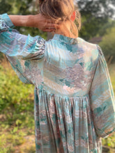 Load image into Gallery viewer, Vintage Sari Silk Dress Aqua