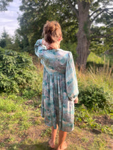 Load image into Gallery viewer, Vintage Sari Silk Dress Aqua
