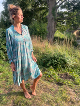 Load image into Gallery viewer, Vintage Sari Silk Dress Aqua