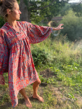 Load image into Gallery viewer, Vintage Sari Silk Dress Rose