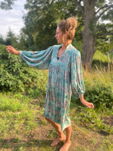 Load image into Gallery viewer, Vintage Sari Silk Dress Aqua
